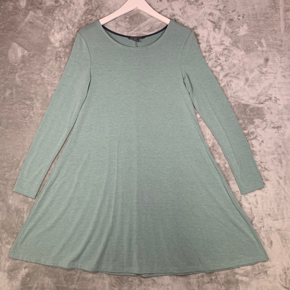 Free Fly Bamboo Dress Long Sleeve Swing Womens S Sage Green Coastal Soft Travel